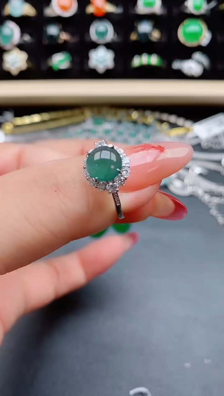 【闪购商品】翡翠戒指银S925镶嵌80500