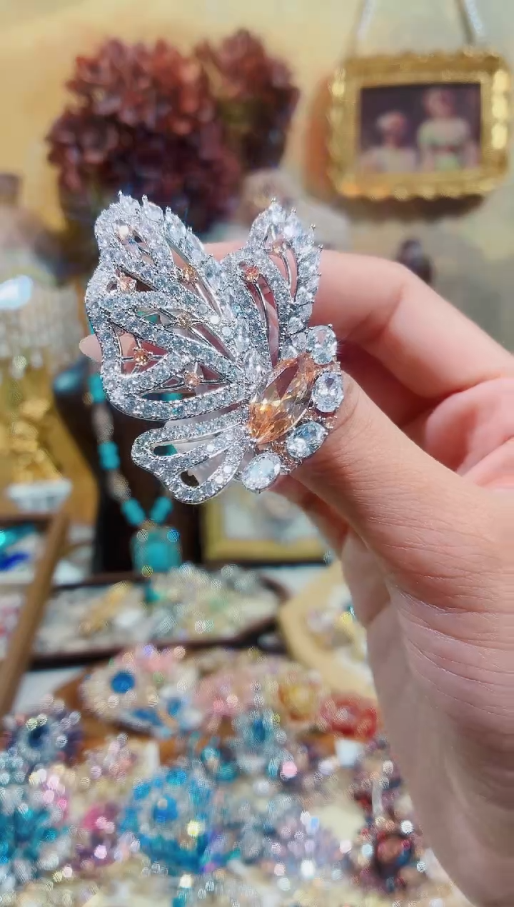 合成立方氧化锆铜合金银蝶飞舞