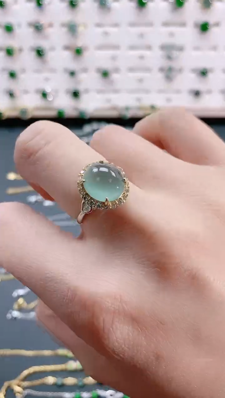 【闪购商品】翡翠戒指银S925镶嵌天然翡翠