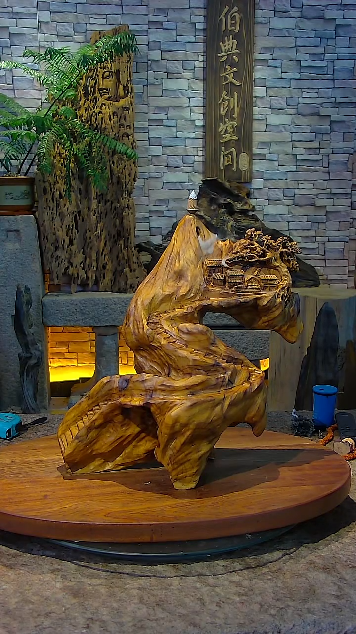 木金丝楠木山水摆件