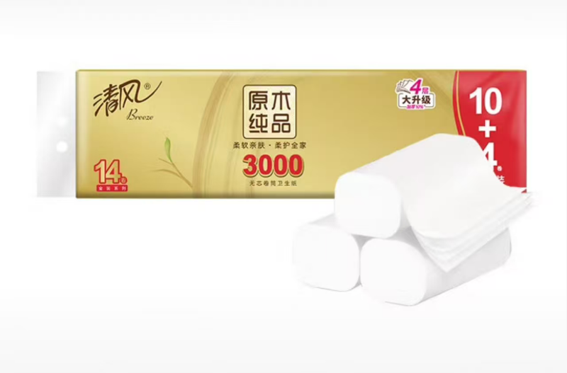 清风原木纯品卫生纸3kg/提