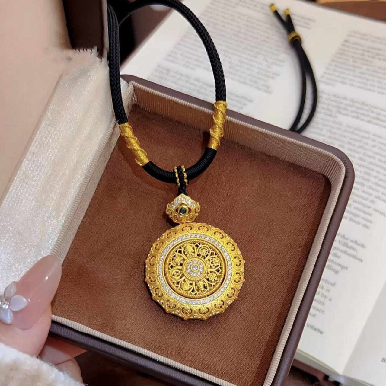 铜合金锆石吊坠 新中式国风八宝罗盘吊坠 可旋转毛衣链项链吊坠商品图