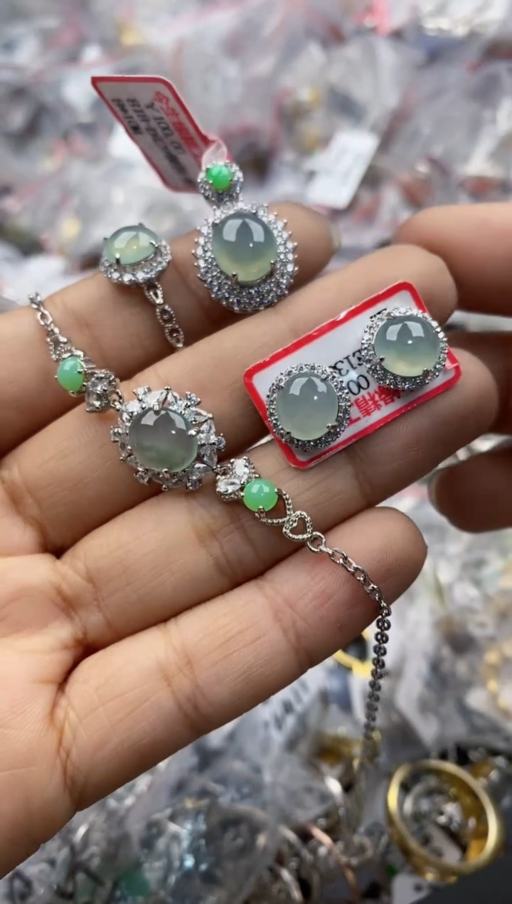 银S925镶嵌戒指翡翠1010---8