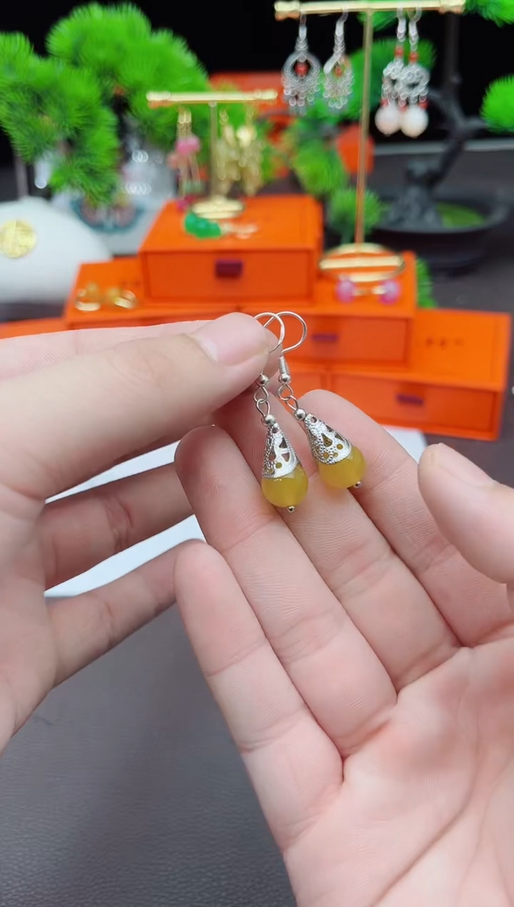 【闪购商品】玛瑙/玉髓耳钉银S925镶嵌723000