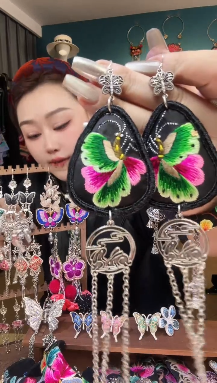 刺绣纯手工民族风刺绣耳环
