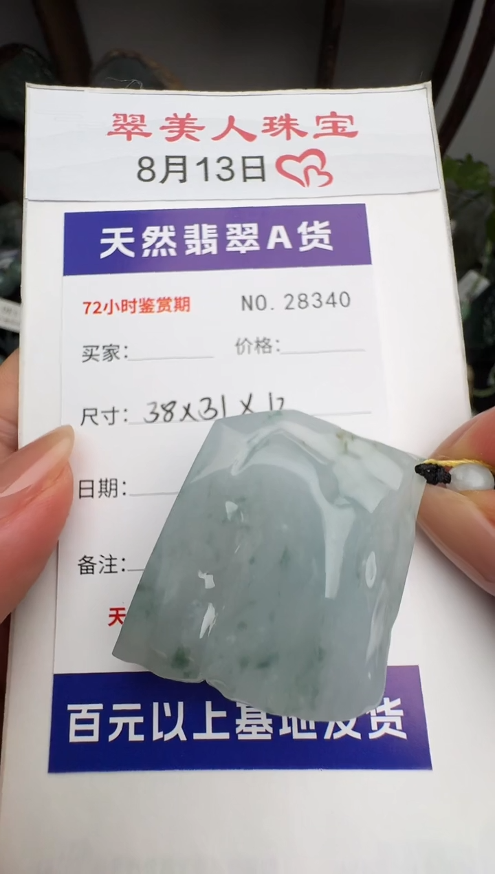 翡翠未镶嵌颈饰原石28340