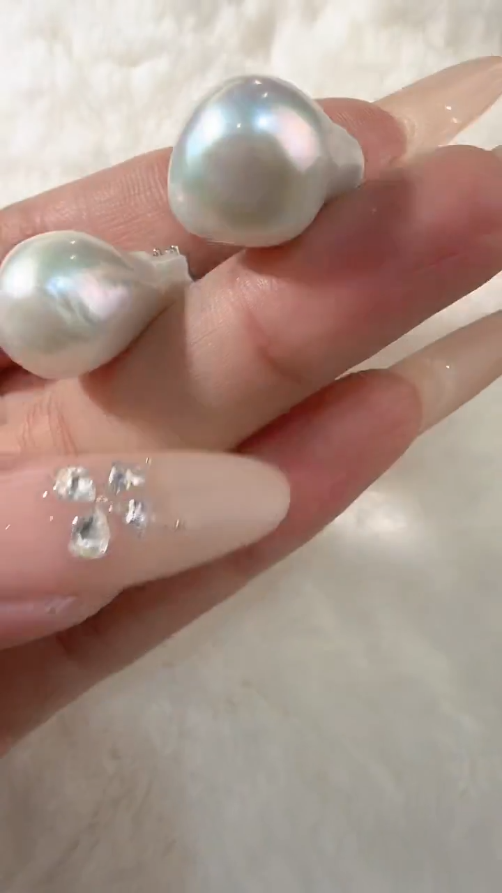 银S925镶嵌耳饰淡水珍珠686