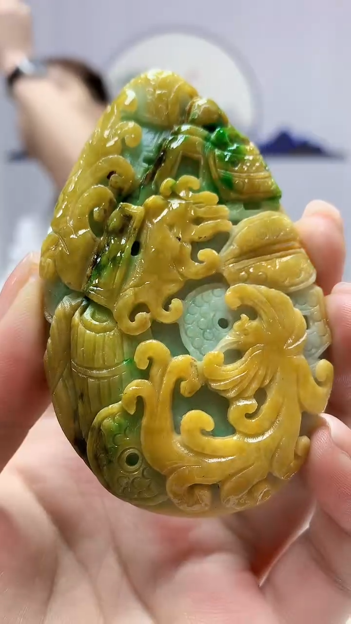 【闪购商品】定制翡翠未镶嵌4868ms-毛货156龙凤