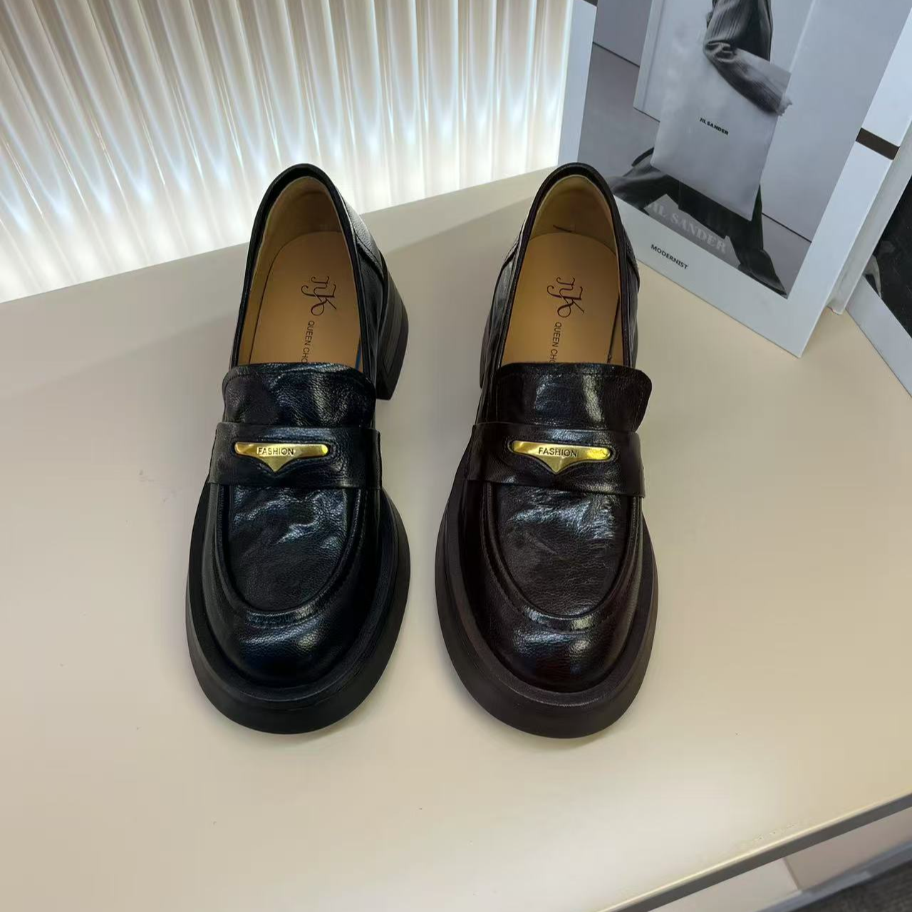  【Mting】4cm,2025春秋复古真皮单鞋深口乐福鞋时尚女鞋 X5005