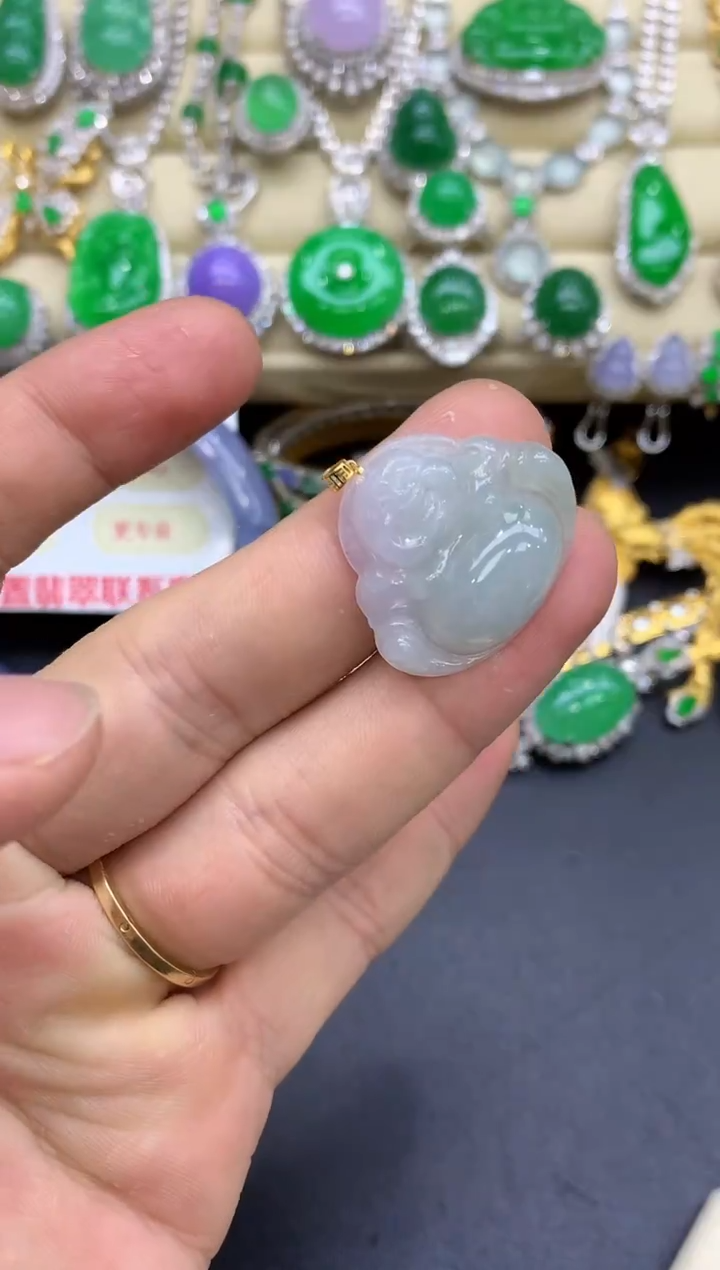 颈饰18K金镶嵌翡翠476-中国好珍宝