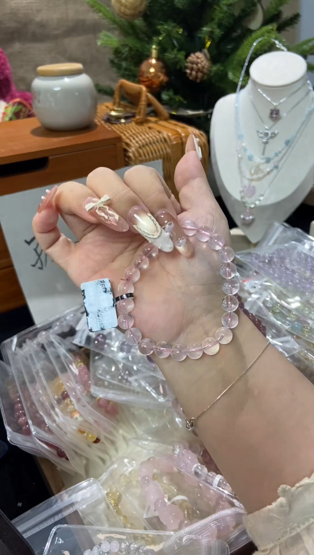 水晶手串未镶嵌孤品捡漏均匀瑕疵介意勿拍