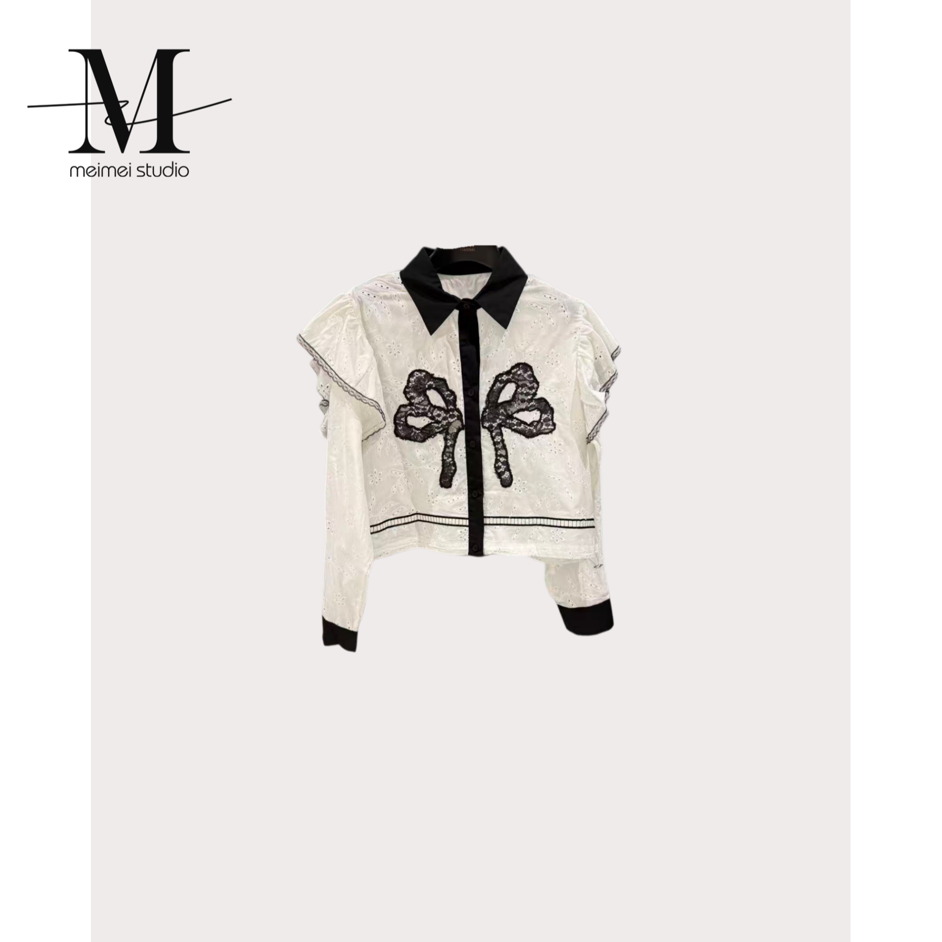MEIMEI STUDIO冬季新时尚欧若风气质显瘦蝴蝶结衬衫617- 31271131