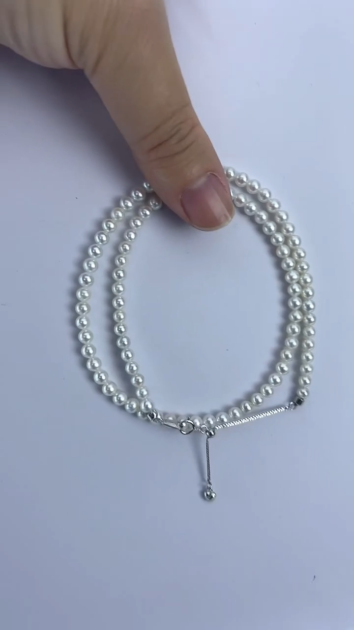 【闪购商品】淡水珍珠颈饰未镶嵌27天然极光珍珠奥白光小米珠4-5