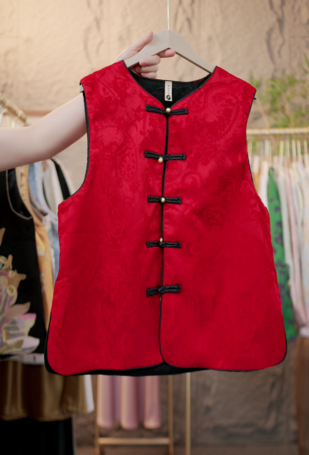 2025新款马甲新中式圆领提花双面双穿气质女款上衣