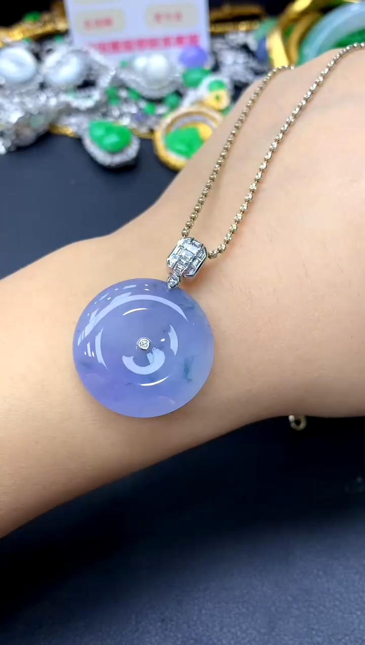 吊坠(不含链)18K金镶嵌翡翠377-中国好珍宝