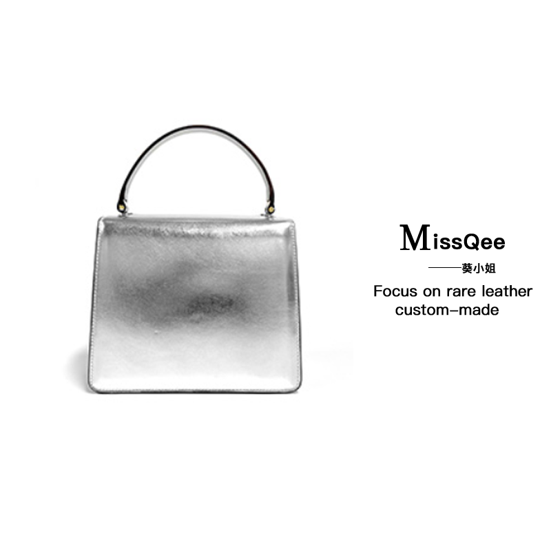「高定女包」葵小姐MissQee设计师款牛皮手提包 6009-1-银色