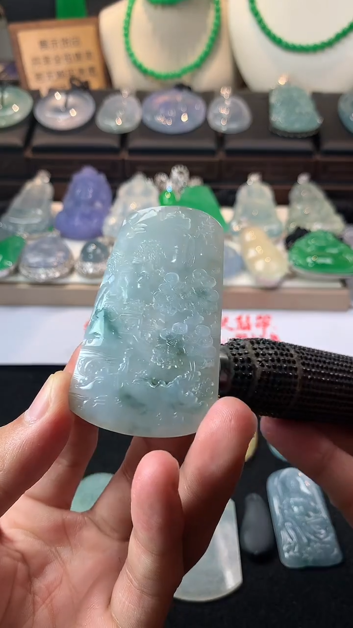 未镶嵌定制翡翠平***钟 5047毛货不退不换