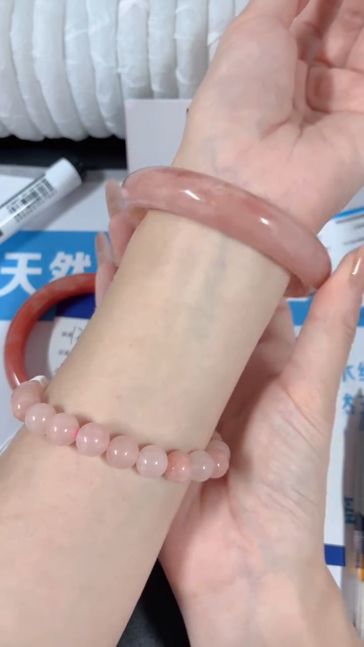 未镶嵌手镯石英质玉桃花酿130-圈口60-236