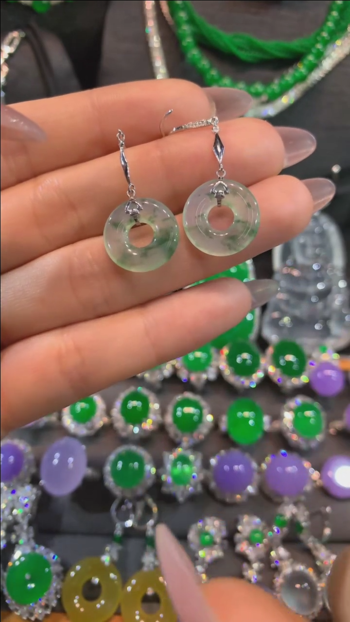 【闪购商品】翡翠耳饰18K金镶嵌耳饰