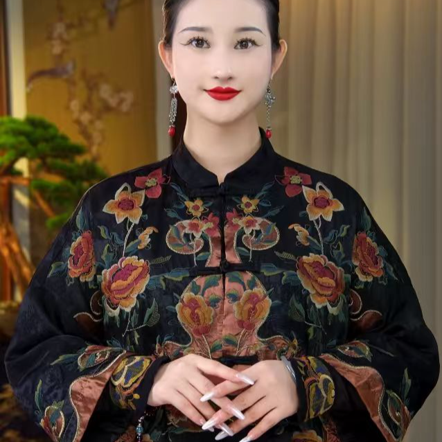 [WYZAKING]【琨玉秋霜·羽绒款】重工刺绣盘扣长款大袍子外套