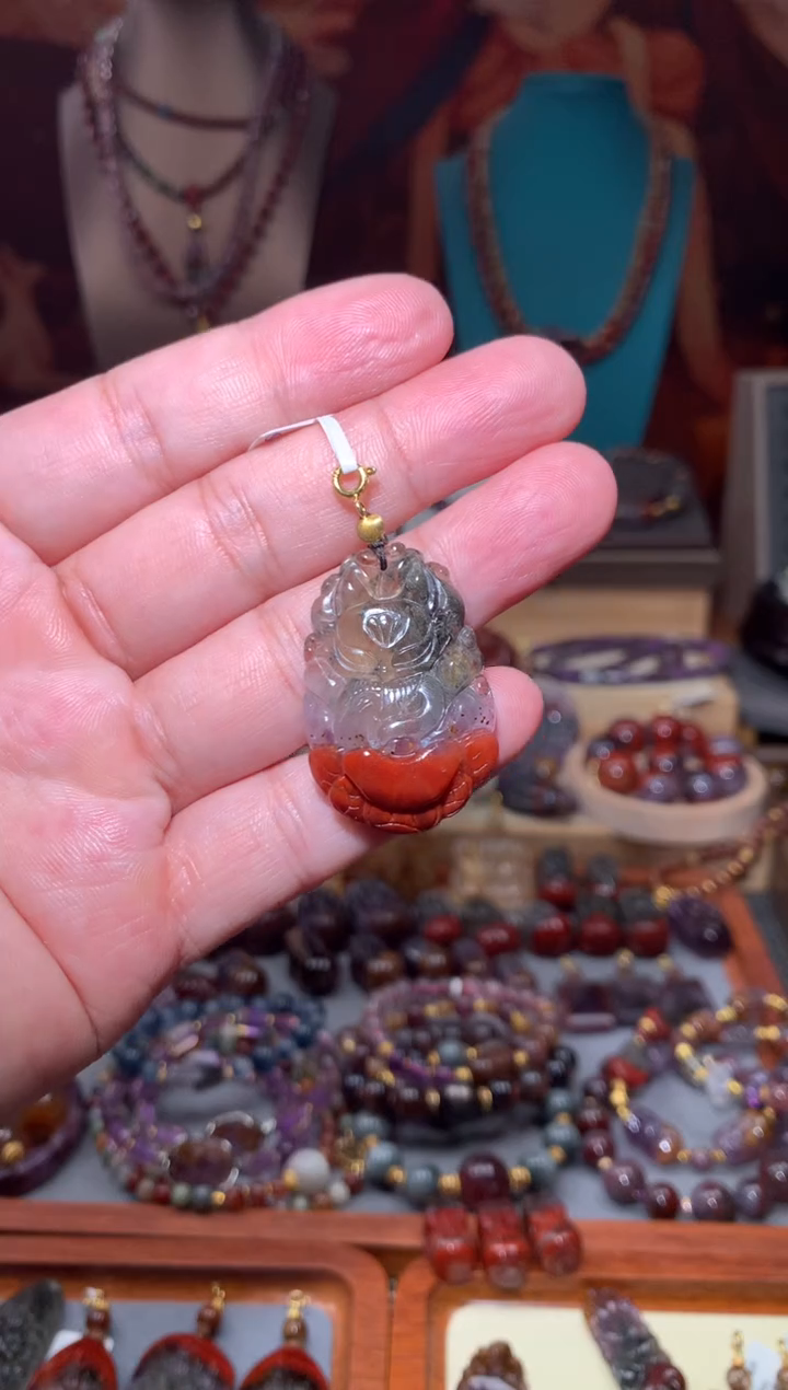 未镶嵌珠宝半成品水晶青***丝红极光凤九