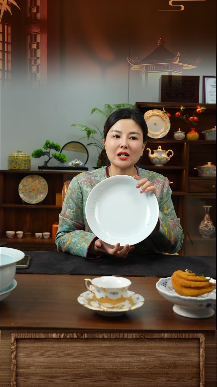 瓷片A006/10"云上汤盘（宝石青/青玲珑/弄影）