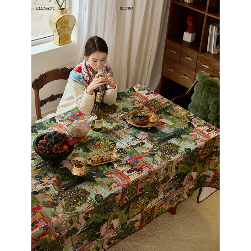 蜡笔派|英式古典|卢森堡庄园桌布氛围感防水长方形餐桌盖布定制
