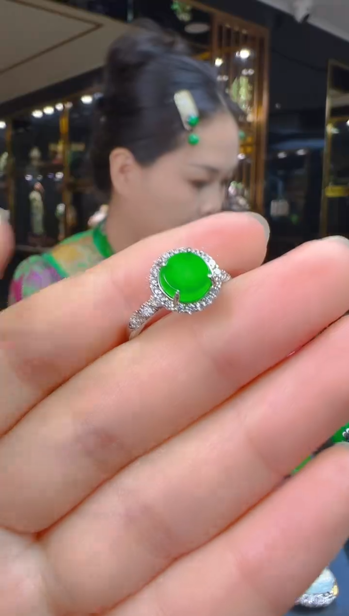 翡翠戒指银S925镶嵌128（多样性发其一）
