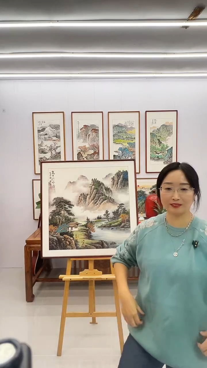 国画王业清  80*80  高士图 山水 