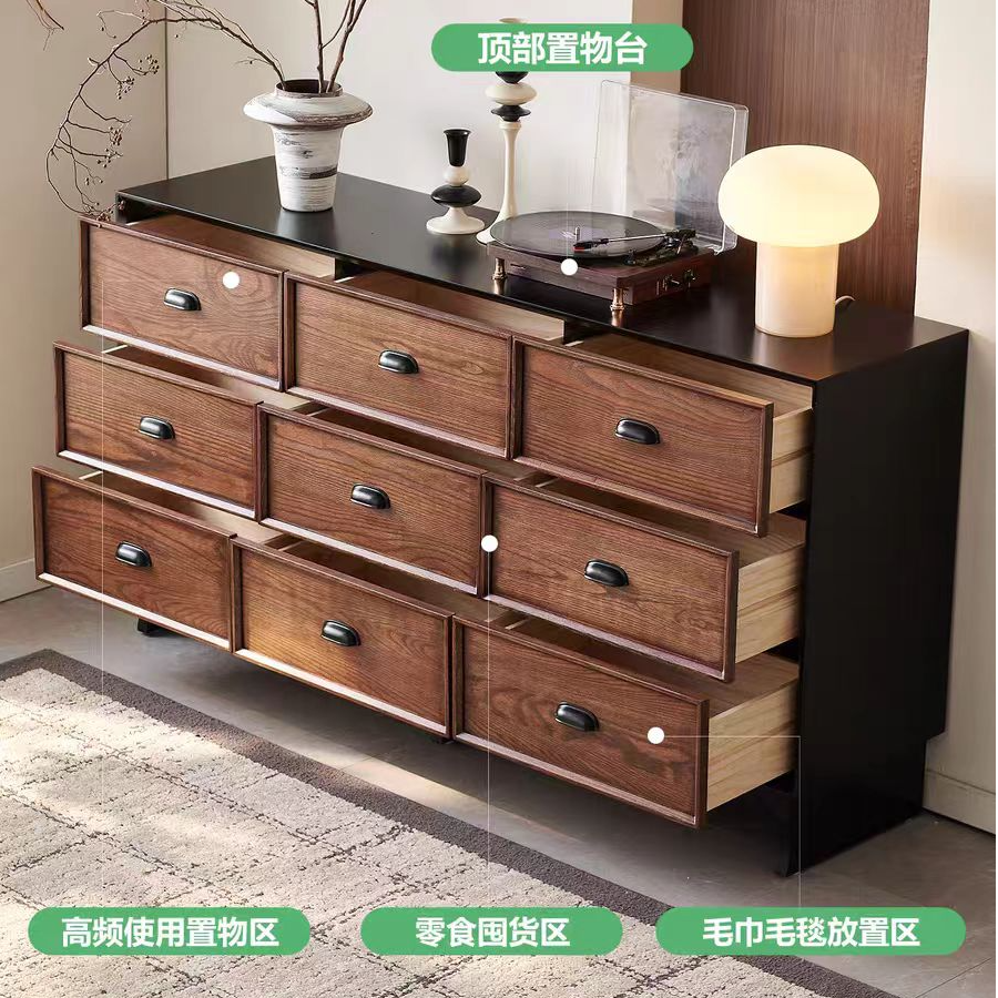 【九斗】简约斗柜客厅储物柜复古新中式柜子品牌艺术图案