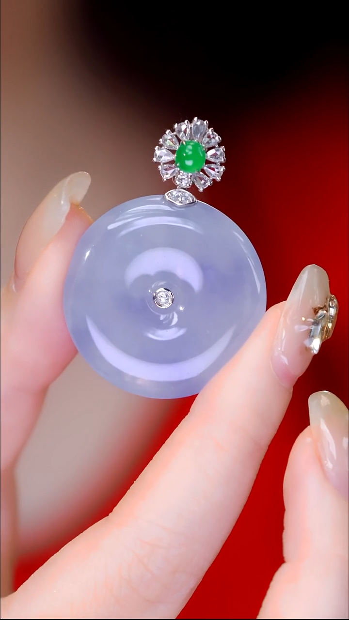 吊坠(不含链)18K金镶嵌翡翠2