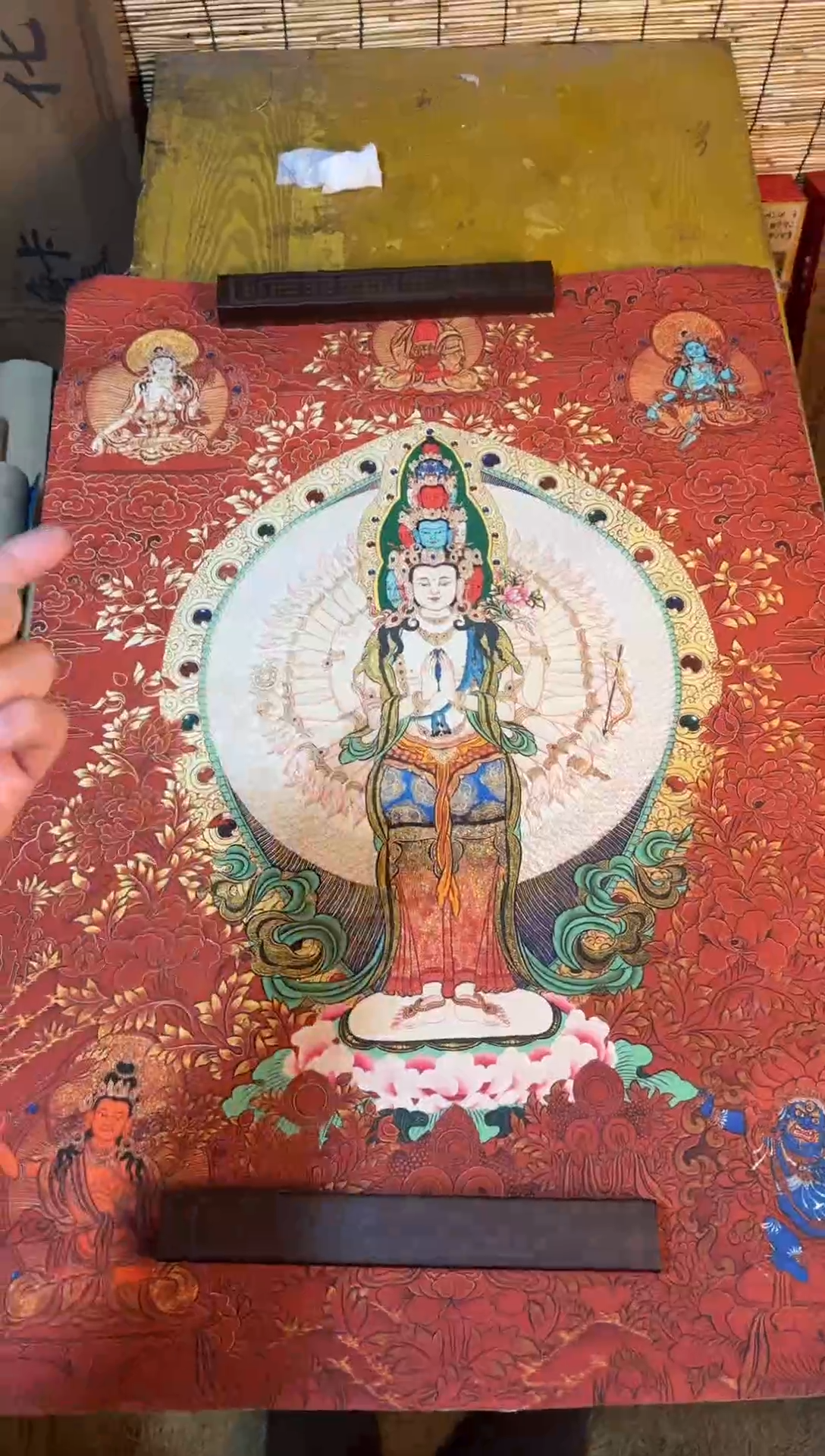 卷轴画精品唐卡===藏藏--彩塘千手观音