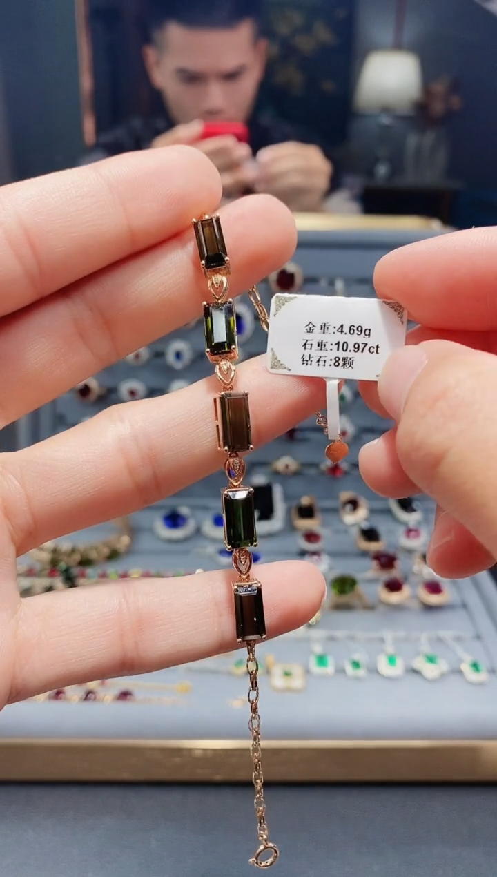 【闪购商品】碧玺手链18K金镶嵌10.97.