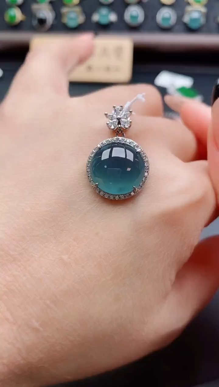 吊坠(赠链)银S925镶嵌翡翠1