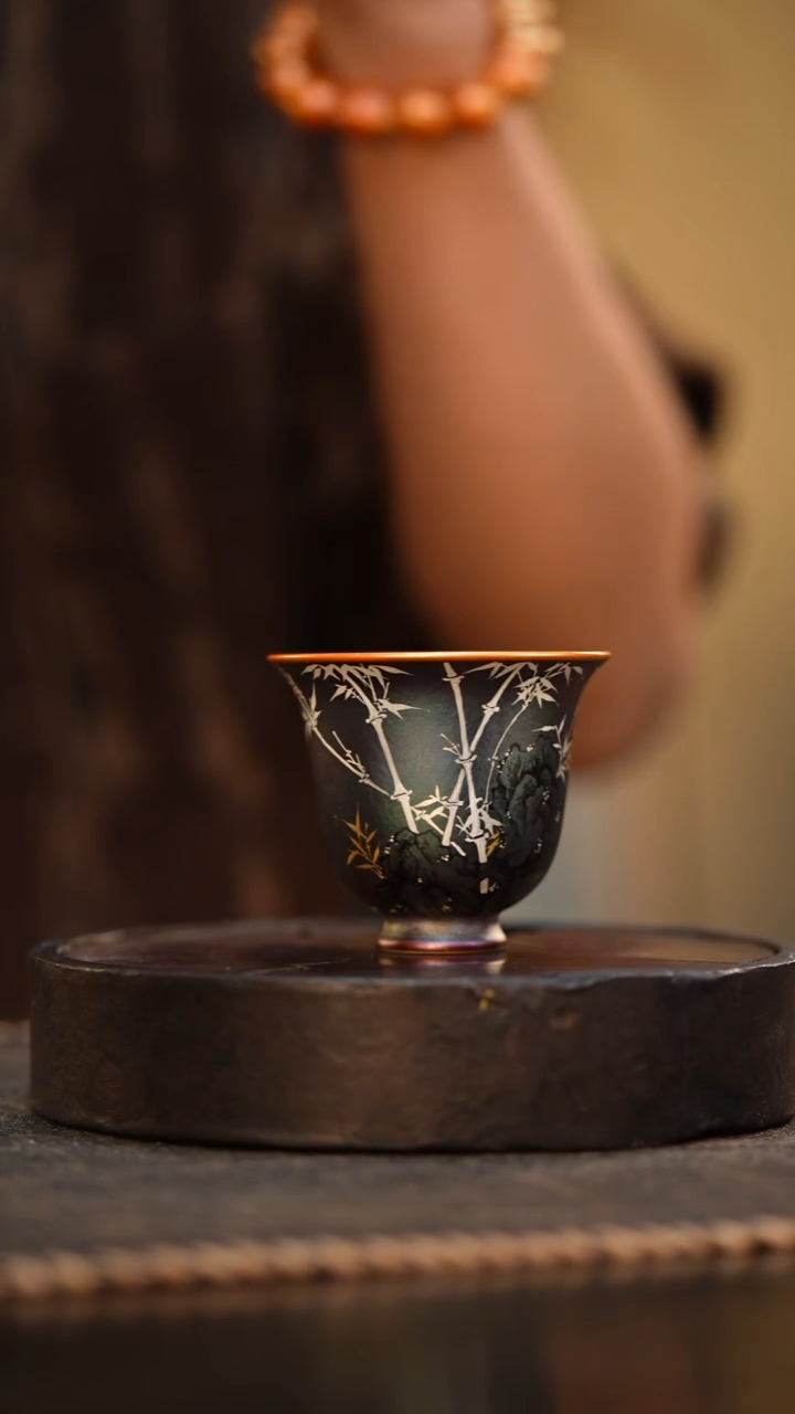 84柴房陶瓷柴烧银竹主人杯