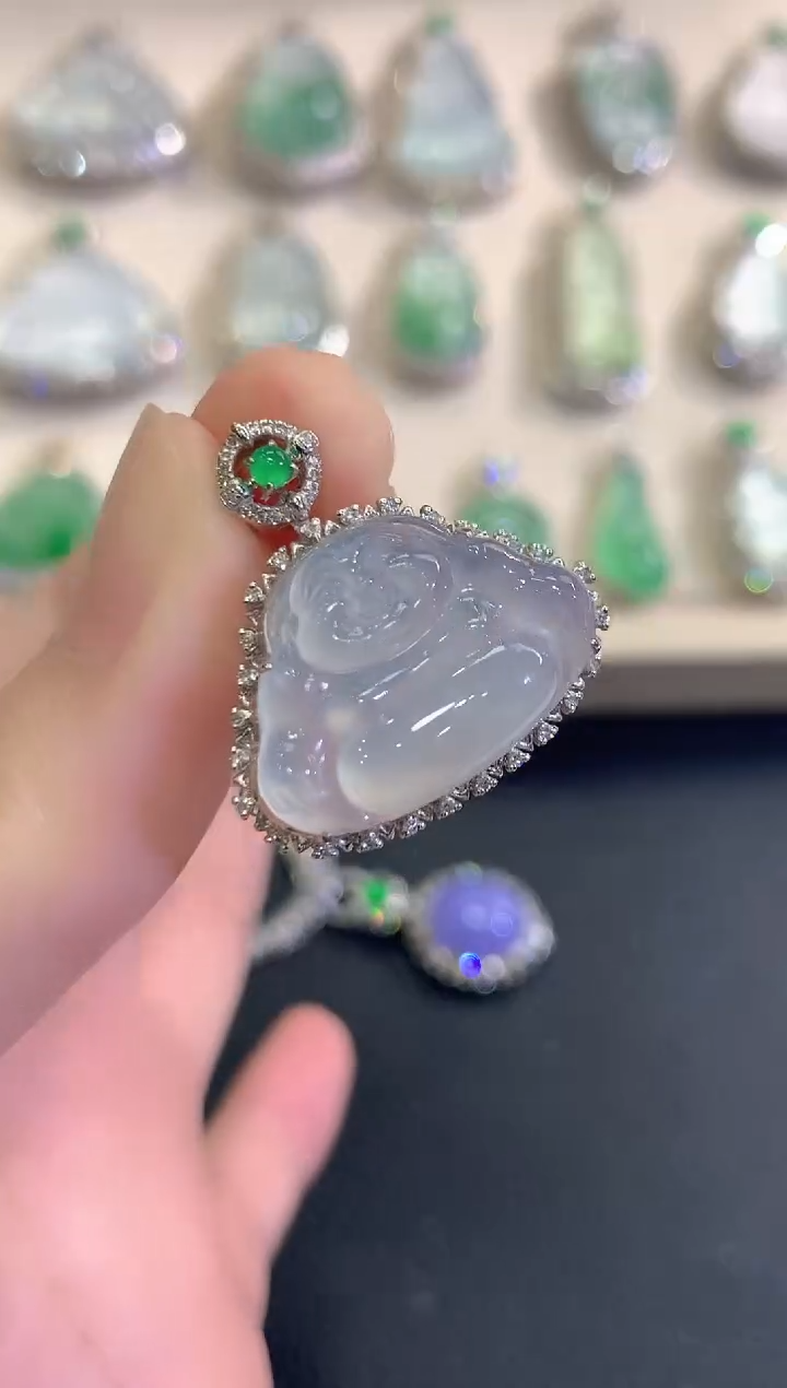 吊坠(不含链)18K金镶嵌翡翠49