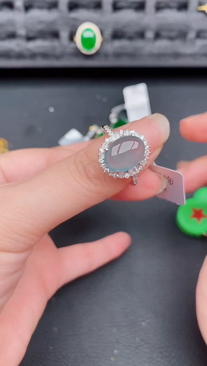 银S925镶嵌戒指翡翠天然a货翡翠283