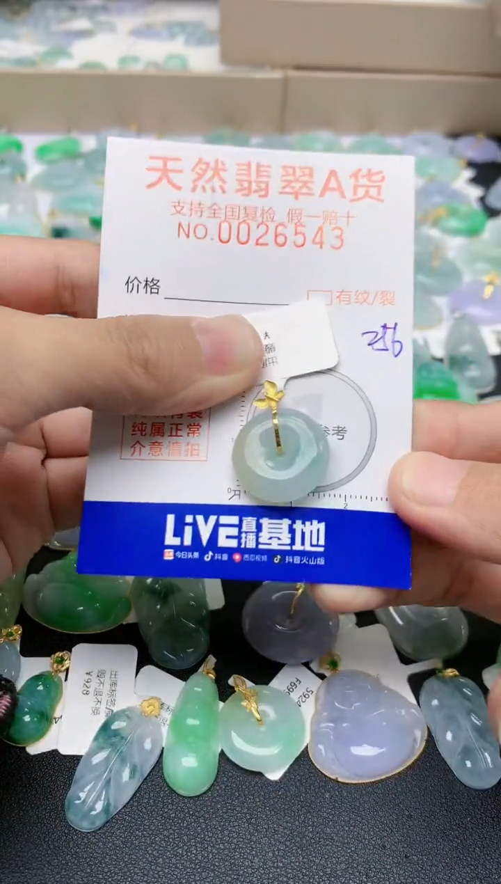 【闪购商品】翡翠颈饰18K金镶嵌天然翡翠A货    