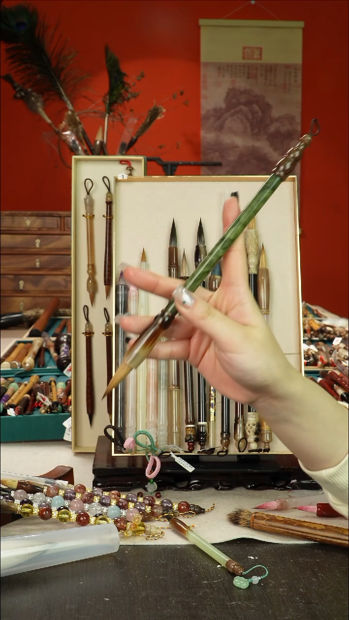 265号闪孤品高货毛笔链接 清水试笔 蘸墨不退