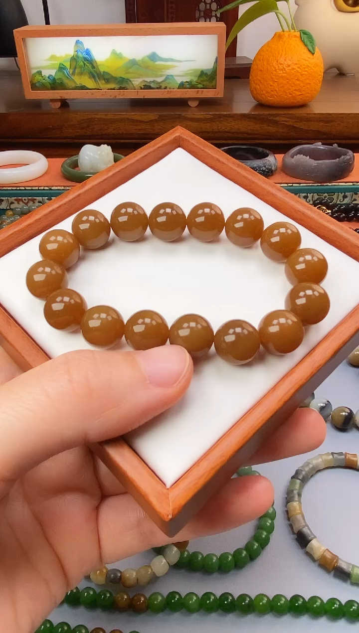 未镶嵌手串和田玉新疆且末红糖