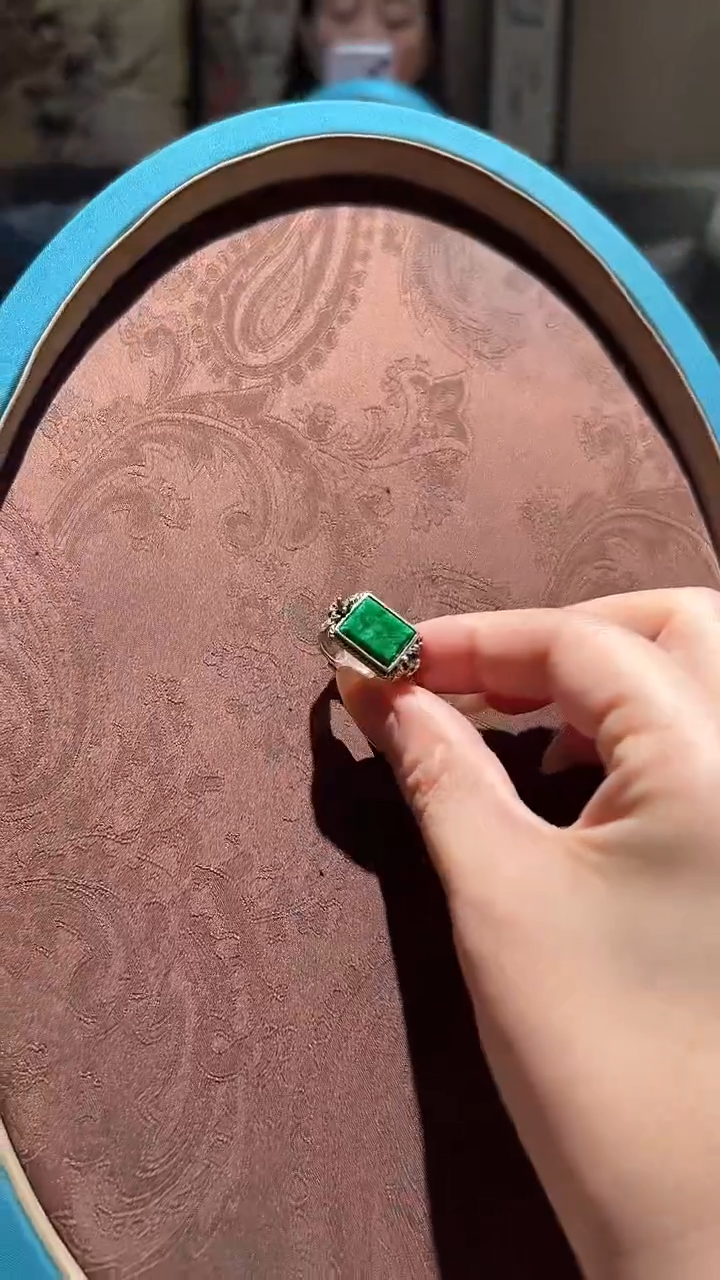 【闪购商品】翡翠戒指银S925镶嵌红翡绿翠09号