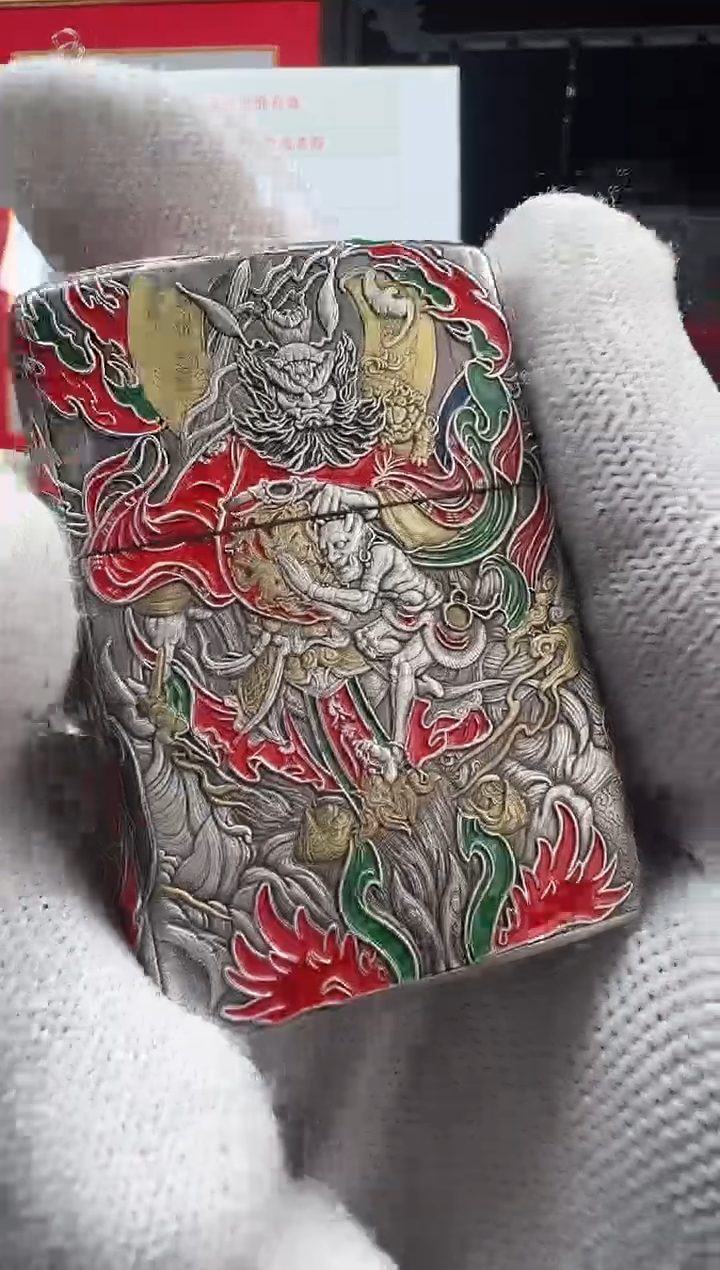 铜钟馗-3D盔甲熏银鎏金珐琅彩