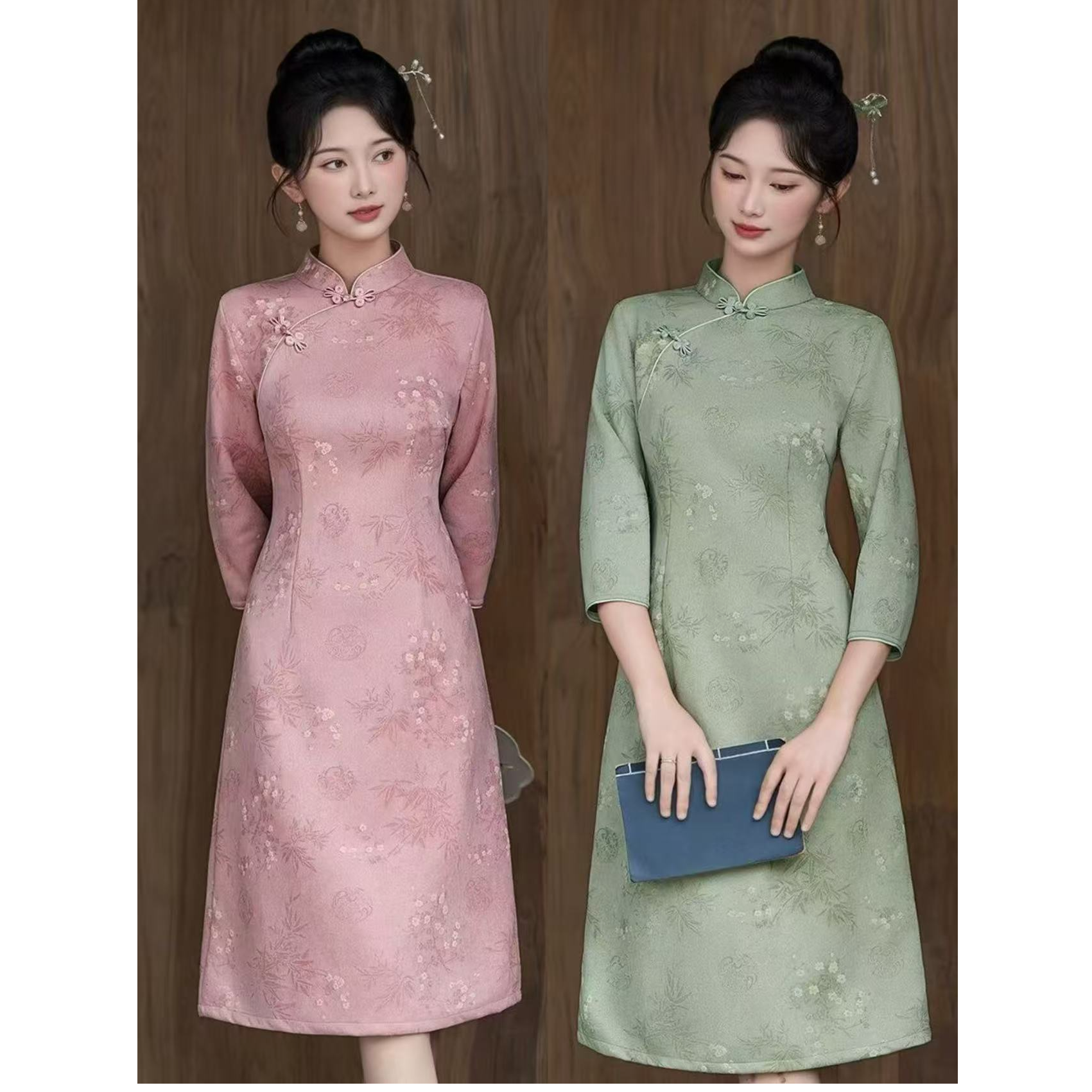 【竹节花】2025新款早秋新中式日常小个子A版旗袍遮肚子日常订婚宴