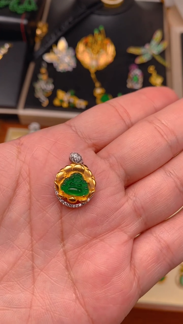 【闪购商品】翡翠吊坠(不含链)银S925镶嵌佛公