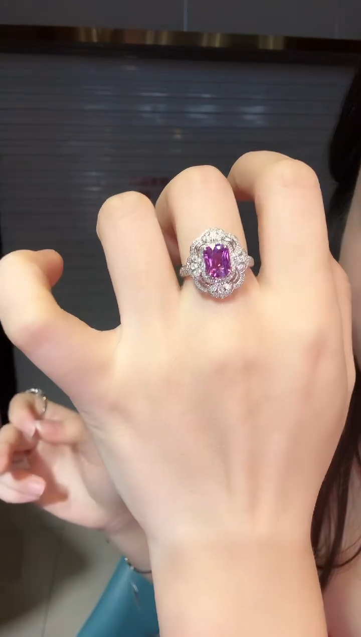 戒指蓝宝石铂Pt950镶嵌1.65ct