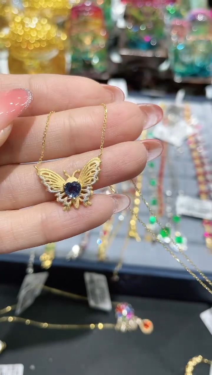 项链蓝宝石18K金镶嵌项链