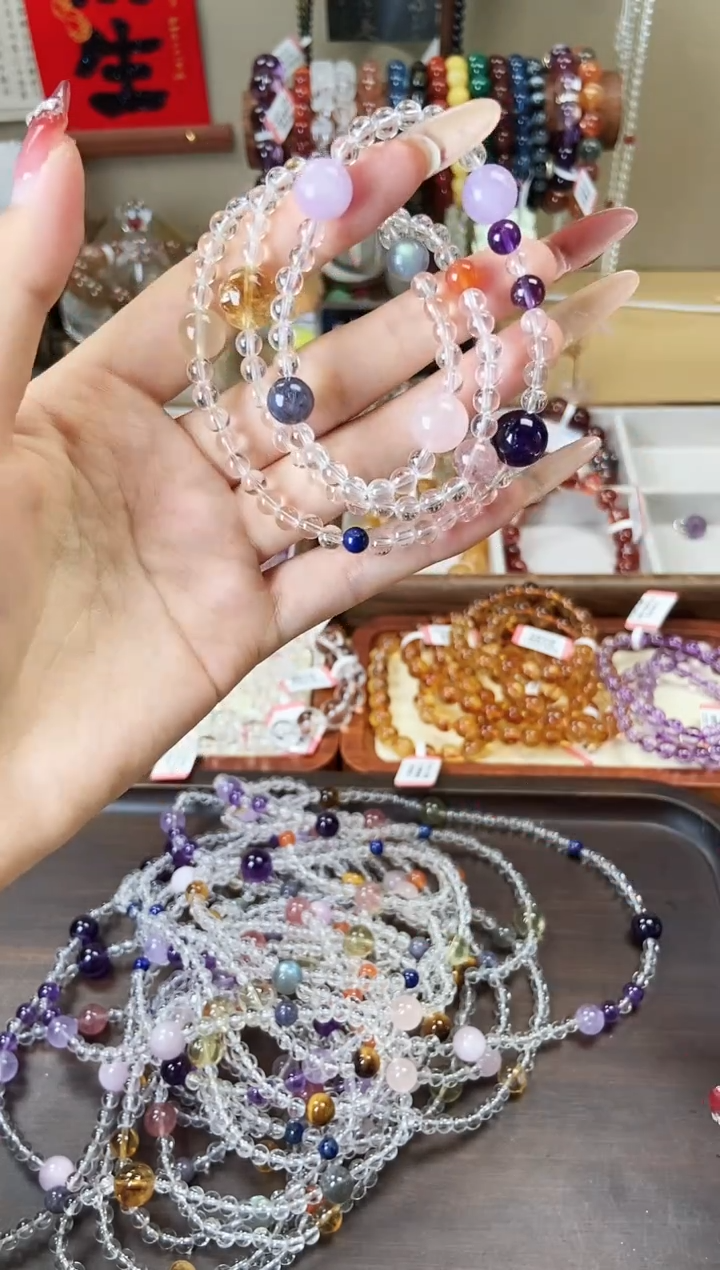 【闪购商品】水晶手串未镶嵌水晶多宝三圈