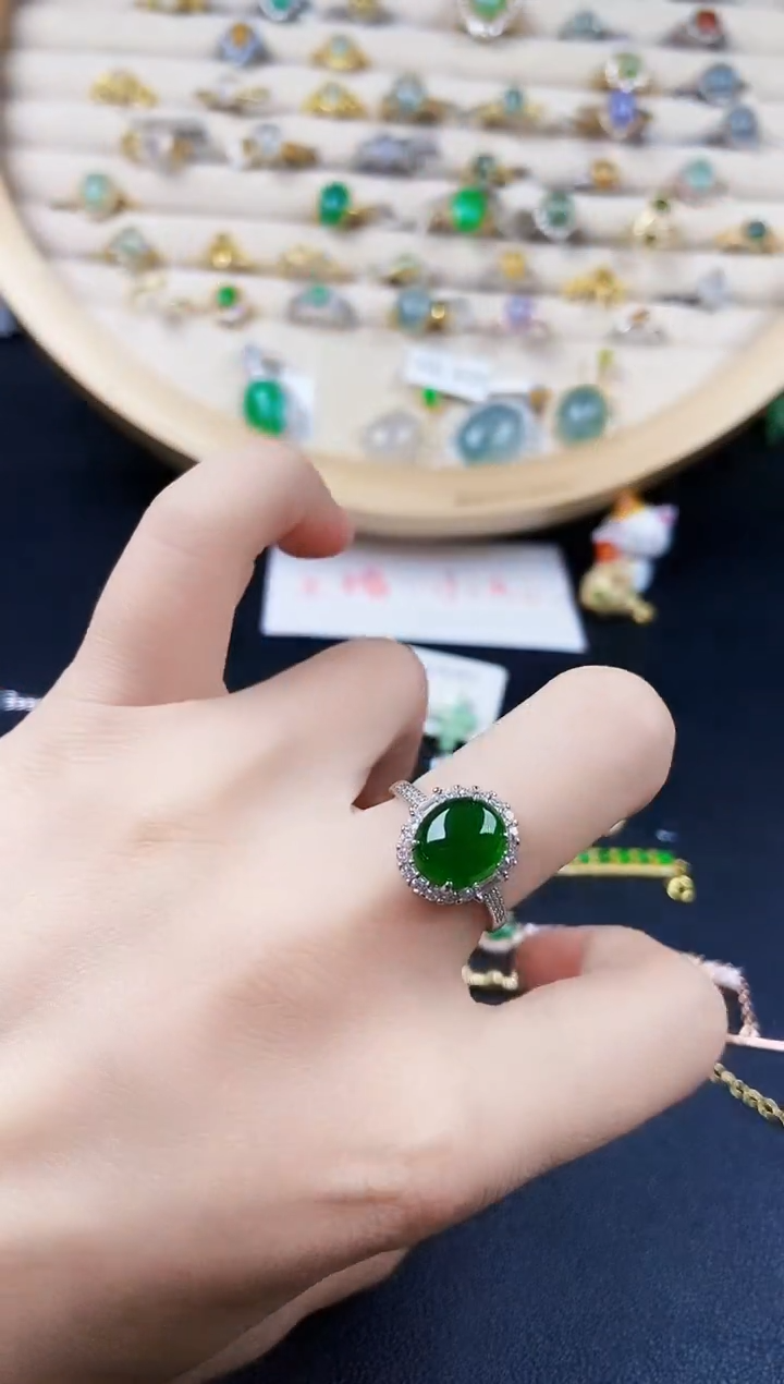 【闪购商品】翡翠戒指银S925镶嵌24242452
