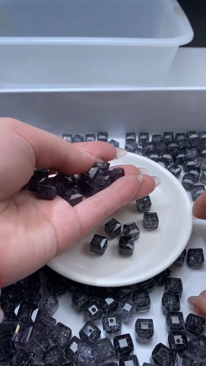 颈饰未镶嵌水晶w3190黑碧玺方糖10mm*10颗