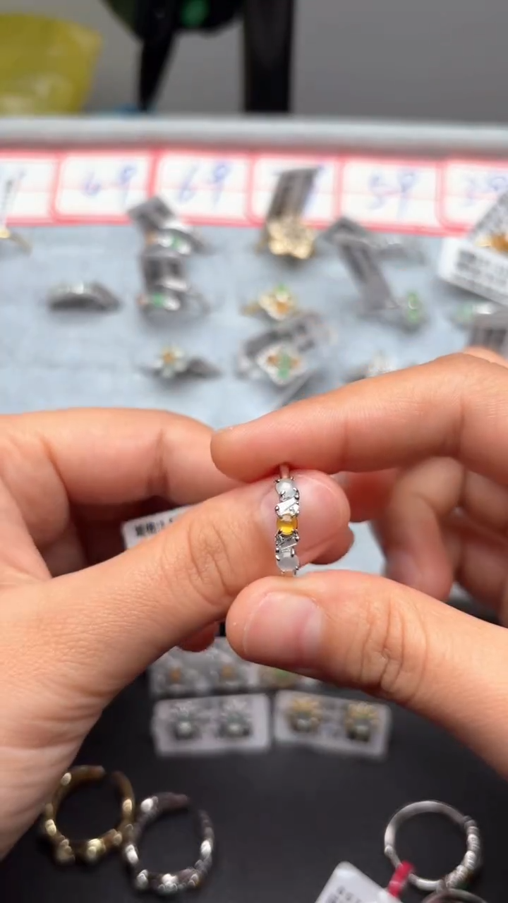 【闪购商品】翡翠戒指银S925镶嵌缅甸A货翡翠S925银镶嵌